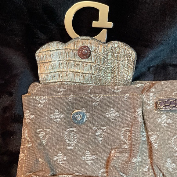 Y2K Vintage GUESS Ella Mini Belt Bag Denim Beige/ Grey with Silver Hardware. - Picture 13 of 15